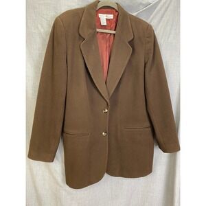 Vintage Preswick & Moore Brown Wool Cashmere Blend Blazer Longline Jacket 14